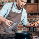 Set of 2 Vented Tempered Glass Universal Lid for Pot Pan Skillet with Heat Resistant Silicone Microwave Splatter Cover Microwave Safe Fit 6.5" 7" 7.5" and 9.5" 10" 10.5" 11", Light Grey