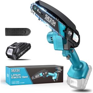 Seesii Mini Chainsaw, 6-inch Mini Chainsaw Cordless, Handheld Electric Power Chain Saw with Battery, for Tree Trimming Wood Cutting,Gifts for Father, Dad, Husband, Men