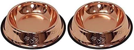 Petsentials Non-Skid Stylish Food Bowl for Your Pet, Premium Grade Stainless Steel - Elegant Bronze | Small, 18oz (2 Pack)