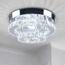 Modern Crystal Flush Mount Chandelier Two Layers Crystal Chandeliers LED Ceiling Light Fixture Mini Chandeliers with Crystals Hallway Light Bedroom Chandelier for Bathroom Kitchen Office