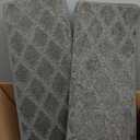 PURE ERA Bullnose Carpet Stair Treads Set Tape Free Non-Slip Indoor Stair Protectors Pet Friendly Rugs 9.5" x 30"(2 Pieces,Grey Diamond Trellis)