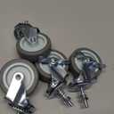 HOLKIE Caster Wheels 3 inch Locking Casters Set of 4, Threaded Stem 5/16" -18 x 1-1/2" (Diameter 5/16", Length 1-1/2") Swivel Heavy Duty Castors Gray