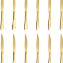 12-piece Gold Steak Knives, Steak Knives Set Of 12, Stainless Steak Knives, Serrated Butter Knife, Dinner Knives Set, dishwasher safe (Golden)