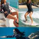 Long Sleeve Rash Guard for Women - 2 Piece Swimsuit with Shorts Zip Up Swim Shirt with Built-in Bra