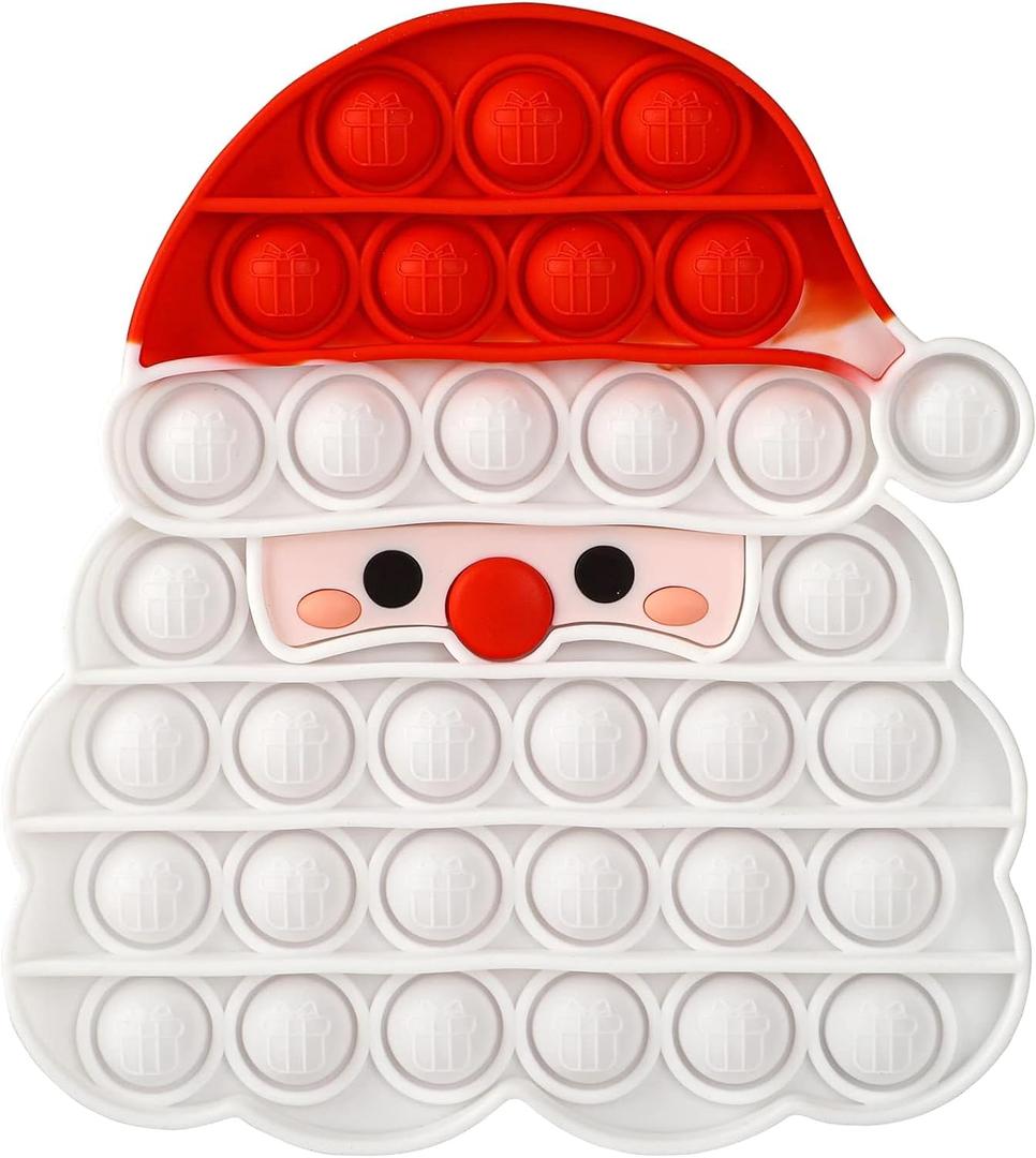 Christmas Red White Santa Claus Silicone Pops Bubble Sensory Fidget Toy Game Cup Mat