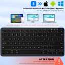 Bluetooth Keyboard, Ultra-Slim Wireless Keyboard for iPad, Rechargeable Ergonomic Computer Keyboard for iOS, Android, Windows PC Tablets Phone, Black