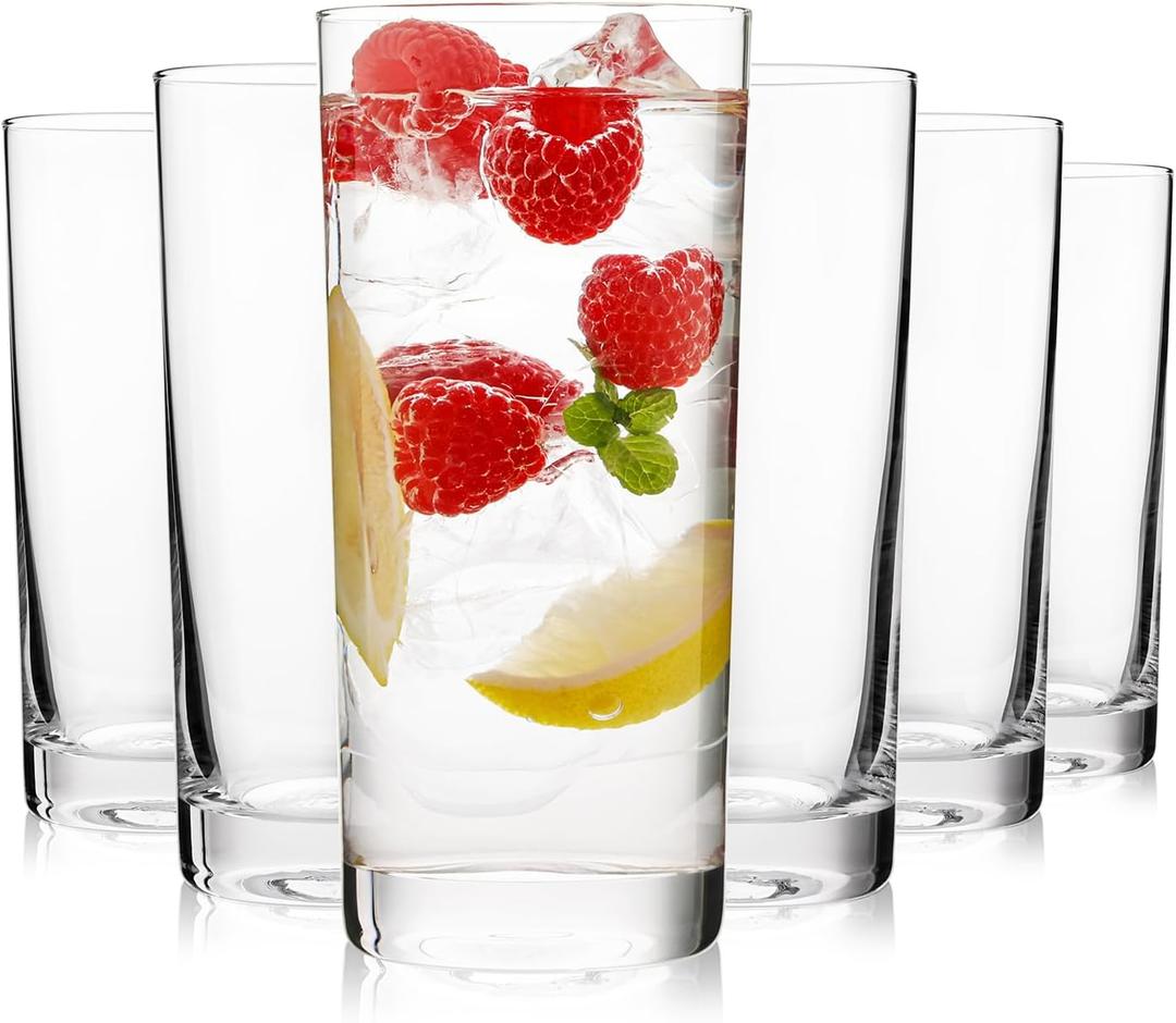 Highball Glasses Set of 6, 16oz Tall Drinking Glasses, Water Glass for Kitchen, Tom Collins Glasses, Mojito Glass Cups, Cocktail Glasses for Bar Glassware