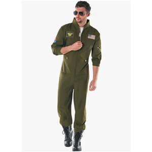 Fun Shack Flight Suit Costume for Men, Air Force Jumpsuit, Mens Fighter Pilot Outfit, Aviation Costume for Adults, L