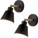ClanKin Wall Sconces Lighting Fixture Set of 2, Bedside Wall Mounted Reading Lamp with On-Off Switch for Industrial Bedroom, Bathroom Hallway Living Room(2Pack-Black with Swtich)
