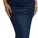 BTFBM Cocktail Dresses for Women Spring 2026 Cowl Neck Sleeveless Ruched Slim Fit Maxi Summer Formal Wedding Guest Dress (Blue, XL)