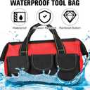 Sanwuta 3 Pack Tool Bag for Men with Waterproof Hard Bottom, Heavy Duty Tool Bag Wide Mouth Tote for Various Instrument, Electrician Carpenter Mechanic(Red,18 Inch,Classic)