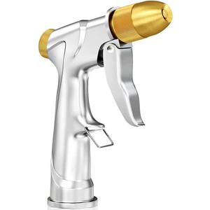 ESOW Garden Hose Nozzle, 100% Heavy Duty Metal Spray Gun with Full Brass Nozzle, 4 Watering Patterns Watering Nozzle- High Pressure Pistol Grip Sprayer for Watering Plants, Car Wash and Showering Dog
