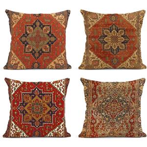 Sanwarm Throw Pillow Covers Home Decor Set of 4 Pillow Cases Decorative 18 x 18 Inches Cushion Couch Sofa Pillowcases Turkey Kilim Ancient Antique