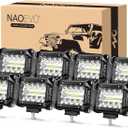 NAOEVO 4 Inch LED Pod Lights, 480W 48,000LM LED Fog/Driving/Off Road Lights with Spot Flood Combo, Cube Pods for Truck Boat ATV UTV Pickup, 8 Pcs (White)