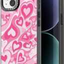 casevivid Compatible for iPhone 15 Case Cute Aesthetic - Durable Fashion Funny Phone Case - Girly Love Heart Pattern Print Cover Design for Woman Girl 6.1 inches Black