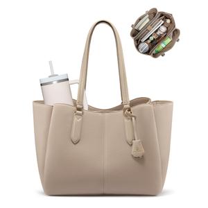LOVEVOOK Laptop Tote Bag for Women 15.6 In Work Bags with Triple Compartments Large Faux Leather Computer Office Briefcase