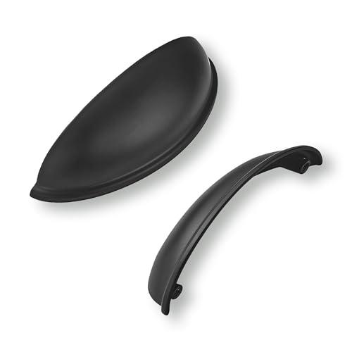Khtumeware 2 Pack 4" Drawer Pulls Matte Black Cabinet Cup Pulls Kitchen Hardware Cabinet Handles Drawer Handles Knobs 4 inch Hole Center One Missing