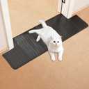 Uross Carpet Protector for Pets -3.6FT 3PCS Black Round Corner Plastic Carpet Protector, Under Door Cat Carpet Protector for Doorway, Anti Cat Scratch Carpet Mat, Stop Cats from Scratching Carpet