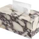 Noble and Light Luxury Natural Travertine Marble Household Tissue Box for Bathroom | Office | Desk | countertop | Vanity | Bedroom | Bedside Table |Calacatta Viola