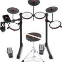 Alesis Turbo Max Electric Drum Set with Quiet 8" Mesh Pads, Lessons, Bluetooth and Accessories, Foldable
