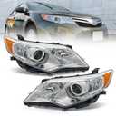 Headlight Assembly Compatible with 2012 2013 2014 Toyota Camry L/Se/Le/Xle Sedan 4-Door Hybrid Headlamp Chrome Housing with Amber Reflector Driver and Passenger Side