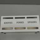 Wooden Silverware Cutlery Holder White Flatware Caddy Small Kitchen Utensil Holders for Party Wood Silverware Organizer Storage for Table Countertop Spoon and Fork Holder Utensils Caddy Basket