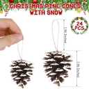 24 PCS Natural Pine Cones, 1.96 in Pinecone Ornaments, Pine Cones for Crafts with Sliver String, Decorative DIY Craft for Christmas Tree Christmas Table Decorations, Winter Decor Vase Filler