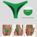 RELLECIGA Women's Thong Bikini Bottom Brazilian High Leg Bathing Suit Bottom (Green, L)