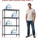 IZEUK 4 Tier Black Metal Storage Shelves, Heavy Duty Wire Shelving Rack for Garage, Kitchen, Bathroom, or Laundry Organization, 1000 lbs Capacity, 13.8" D x 35.4" W x 59.5" H