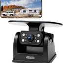 H10 WiFi Magnetic Solar Wireless Backup Camera Rechargeable Battery IP69 Waterproof 1080P Night Vision Rear View Camera No Wiring for Boat Travel Trailer/RV/Truck/Camper for iPhone iPad Android