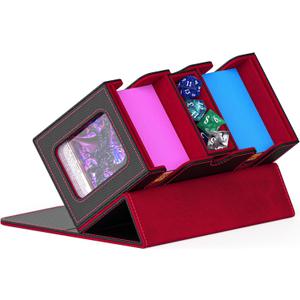 TopMade Card Deck Box with Commander Display, Trading Card Storage Box 520+ with Dice Tray, Leather Magnetic Closure Trading Card Case for YuGiOh, TCG, MTG and Sport Cards - Black & Red