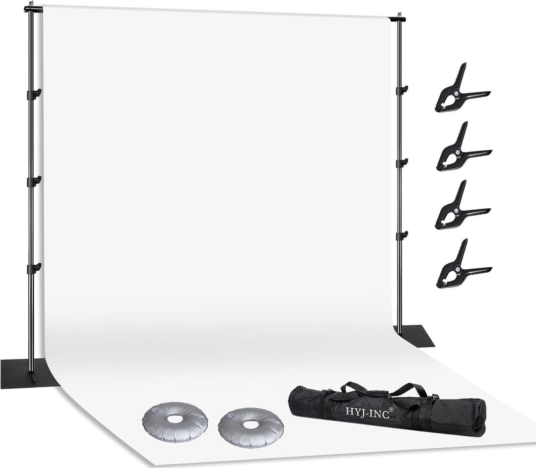 Photo Video Studio Photography 10 x 8.5ft Pipe and Drape Stand with 12 x10ft 100% Muslin White Backdrop Background Support System Kit,Clamp, Water Bag,Carry Bag