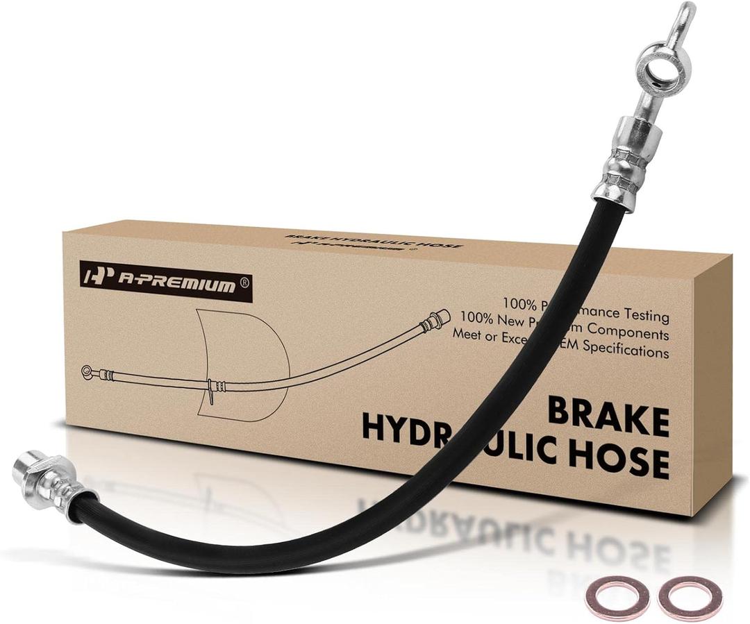 A-Premium Front Driver or Passenger Brake Hydraulic Hose Compatible with Select Lexus Models - GS200t 2016-2017, GS350 2013-2017, GS450h 2013-2016, RC200t 2017, RC350 2015-2017 - Replace# 9094702G56