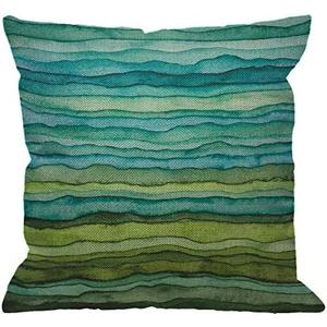 HGOD DESIGNS Watercolor Throw Pillow Cover,Stripped Waves Blue and Green Paint Brush Gradient Marine Sea Splash Decorative Pillow Case Cushion Covers for Home Sofa Couch 18x18 inch