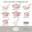 CAROTE 21pcs Ceramic Cookware Set, Pots and Pans Set, Pink
Non-Toxic, Healthy Kitchen set, All-Stovetop Compatible, Easy Clean, Even Heating, PFAS FREE
