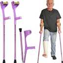 Uoieeong Forearm Crutches for Adults, 10-Level Adjustable & Foldable - Lightweight Aluminum Crutches with Anti-Fall Cuff, 300LBS Capacity for Elderly & Injury Recovery (2PCS)