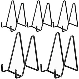 IBosins 4 Pack 6 Inch Plate Holder Display Stands, Metal Black Frame Stand for Picture, Book, Photo Easel, Creation, Collectibles