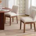 VESCASA 18" W Upholstered Dining Chairs with 13" H Padded Back, Farmhouse Dining Chairs with Natural Wood Legs for Kitchen, Dining Room, Set of 2, Beige Linen