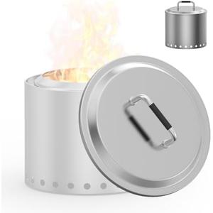 Fire Pit Lid for Solo Stove Ranger 15" Accessories, Round Fire Pit Cover for Solo Stove Lid Ranger 2.0/1.0, Stainless Steel Lid with Handle for Solo Ranger & More 15" Firepit Camping Accessory