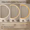 Niccy 36" Round LED Bathroom Backlit Mirror with Lights, Gold Frame Lighted Bathroom Vanity Mirrors for Wall Circle Mirror with Anti-Fog, Light Up Mirrors 3 Color ShatterProof