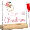 Funny Days Till Christmas Countdown Sign Christmas Countdown Calendar Acrylic Decor Xmas Vacation Sign Pink Santa Retro Decoration 4 x 4 Inch