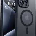 CANSHN Magnetic Compatible with iPhone 15 Pro Max Case, Upgraded [Full Camera Protection] [Compatible with Magsafe] [Translucent Matte] Shockproof Protective Phone Case Cvoer 6.7 Inch - Black