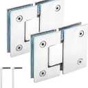 2 Pcs Frameless Shower Door Hinges, 180 Degree Glass to Glass Door Hinges Heavy Duty, 304 Stainless Steel Frameless Shower Hinge Mirror Polished Bathroom Gate Clamp for 8-12 mm