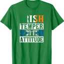 2Pack T-Shirt Shamrock Gifts Irish St. Patrick`s Day Decorations And Irish Temper Scottish Attitude, Medium