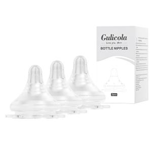 Natural Flow Baby Bottle Silicone Nipple Level 2, Medium Flow (M), 3+ Months, 3 Counts (Pack of 1)
