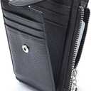 Slim Wallet for Women Genuine Leather Card Holder Thin Womens RFID Blocking Small Wallets, Black