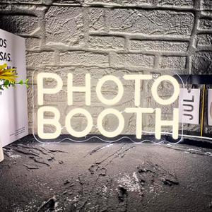 Photo Booth Neon Sign, Dimmable Photo Studio Sign Led Neon Light Led Light for Photography Bedroom Wedding Engagement Party Reception Gifts(11.8 * 5.9in) (white)