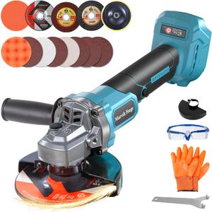Cordless Angle Grinder Compatible with Makita 18V Battery (Not Included), Brushless motor, Lock-On Switch, 4-1/2" Blade, 3 Variable Speeds up to 7000 RPM, for Cutting, Grinding, Polishing