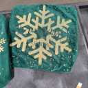 ONWAY Green Christmas Decorations Gold Throw Pillow Covers 20x20 Set of 4 Snowflakes Reindeer Decorative Cushion Cases Xmas Golden Decor for Couch Sofa Bedroom