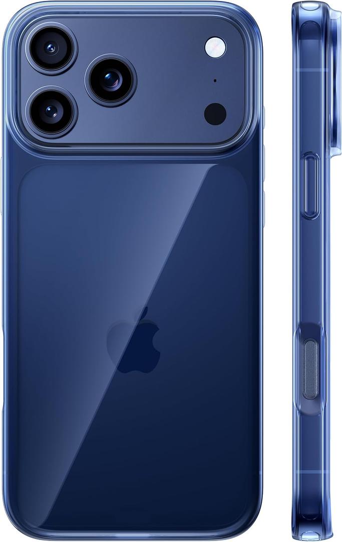 TORRAS for iPhone 17 Pro Case Crystal Blue, Ultra-Thin, 2025 Upgraded Non-Yellowing, Military-Grade Protection, Slim Case for iPhone 17 Pro Phone Case, Soft, Anti-Scratch, Blue